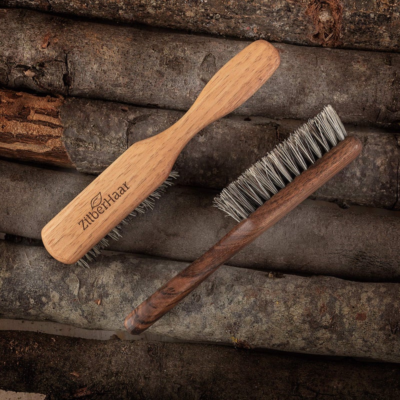 ZilberHaar Vegan Beard Brush - Stiff Bristles - Oiled Walnut and Mexican Tampico bristles - Animal-Free Beard Grooming Product - Made in Europe - Image 4